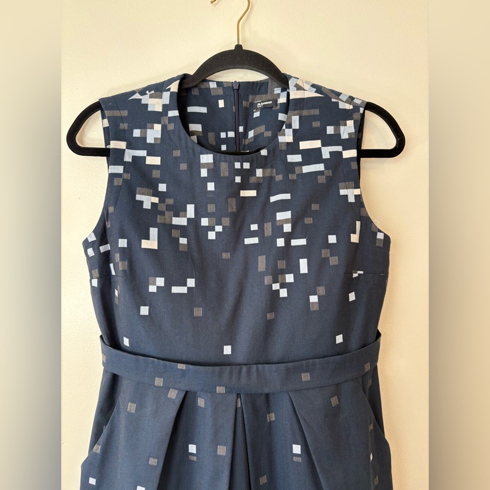 Jil Sander Navy Geo Print Midi Dress 2 EUC - Picture 2 of 9